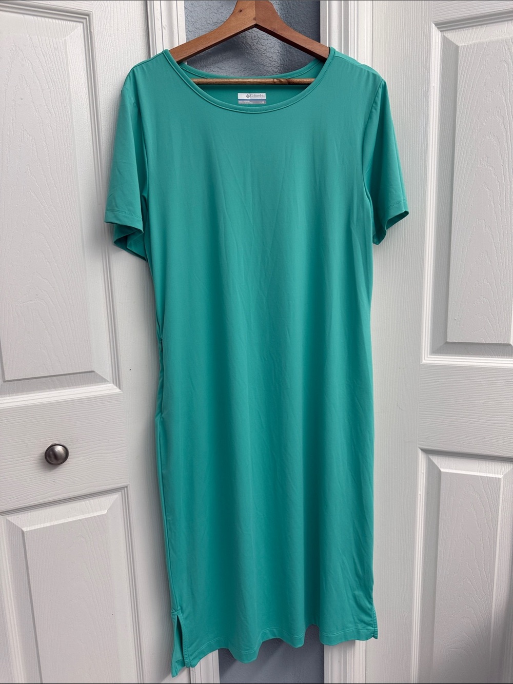 Columbia Teal Short Sleeve Midi Dress/cover up large